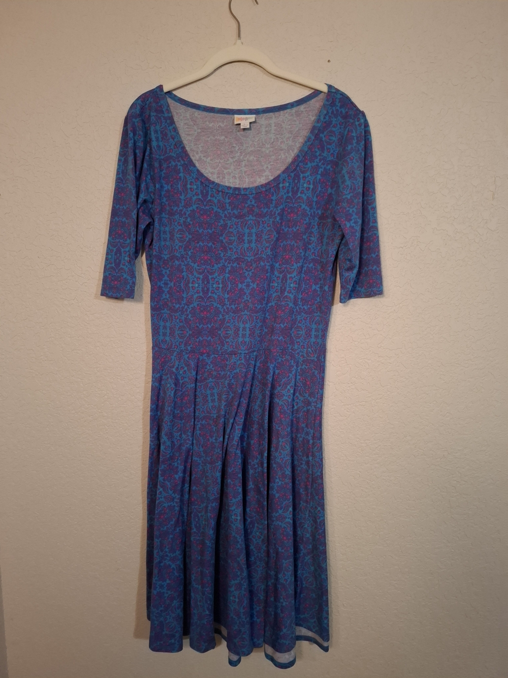 LuLaRoe Blue and Purple Scoop Neck Midi Dress